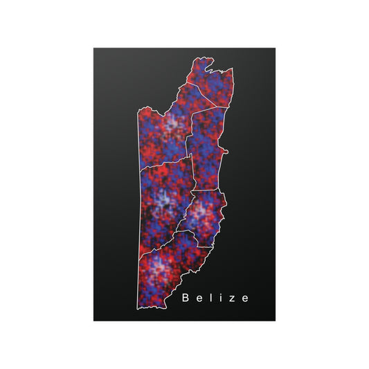 Belize Districts Outline Satin Poster (210gsm)