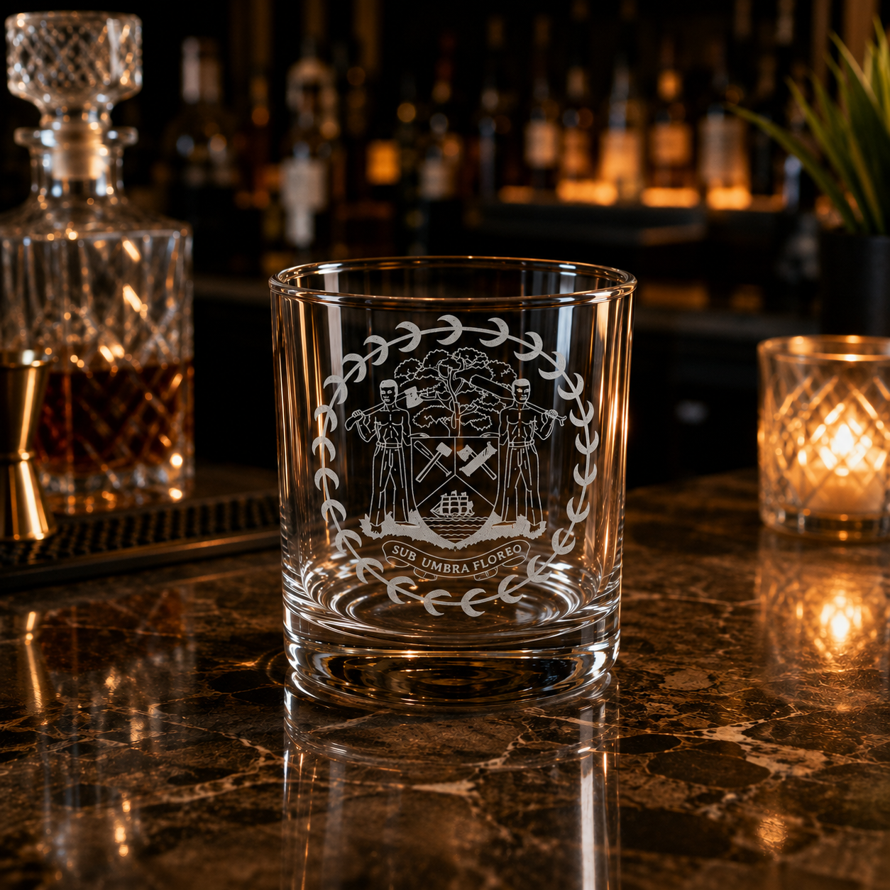 Belize Coat of Arms Engraved Whiskey Glass