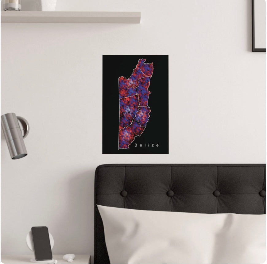 Belize Districts Outline Art Print 12x18 (Digital Download)