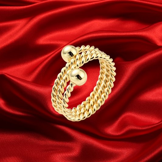 La Isla Bonita Triple Twist Ball Ring 18k gold plated