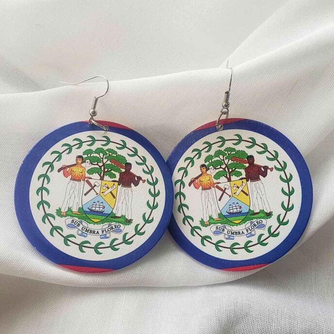 Belizean flag earrings. Dangling earrings.