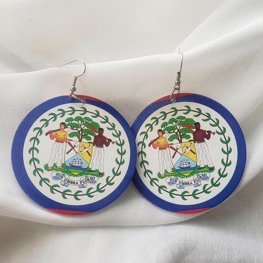 Belizean flag earrings. Dangling earrings.