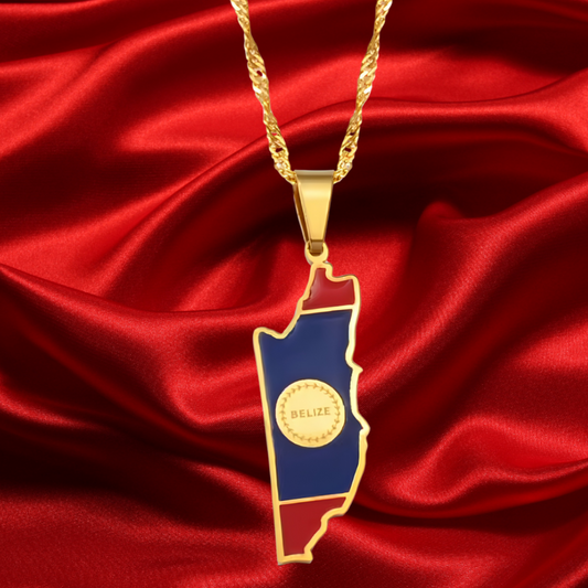 Belize Flag Map Necklace