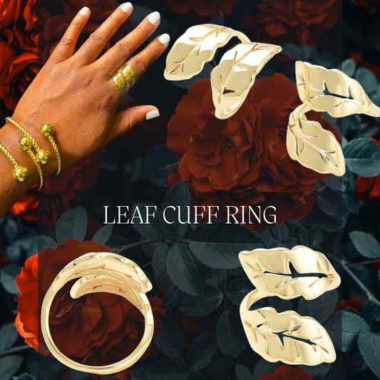 Leaf Cuff Ring 18k gold plated