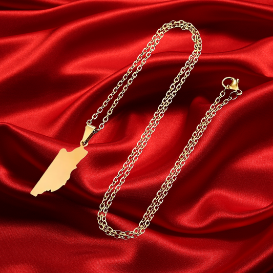 Belize Map Necklace Stainless Steel Gold