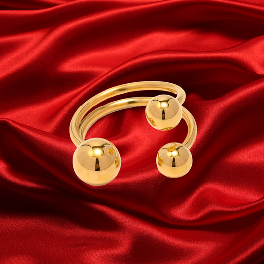 Luxe Orbit Triple Ball Ring 18k gold plated