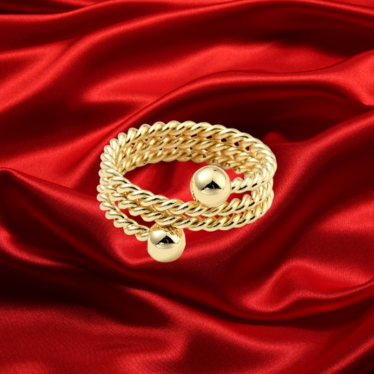 La Isla Bonita Triple Twist Ball Ring 18k gold plated