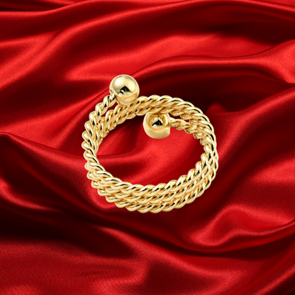 La Isla Bonita Triple Twist Ball Ring 18k gold plated