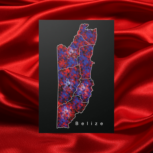 Belize Districts Outline Satin Poster (210gsm)