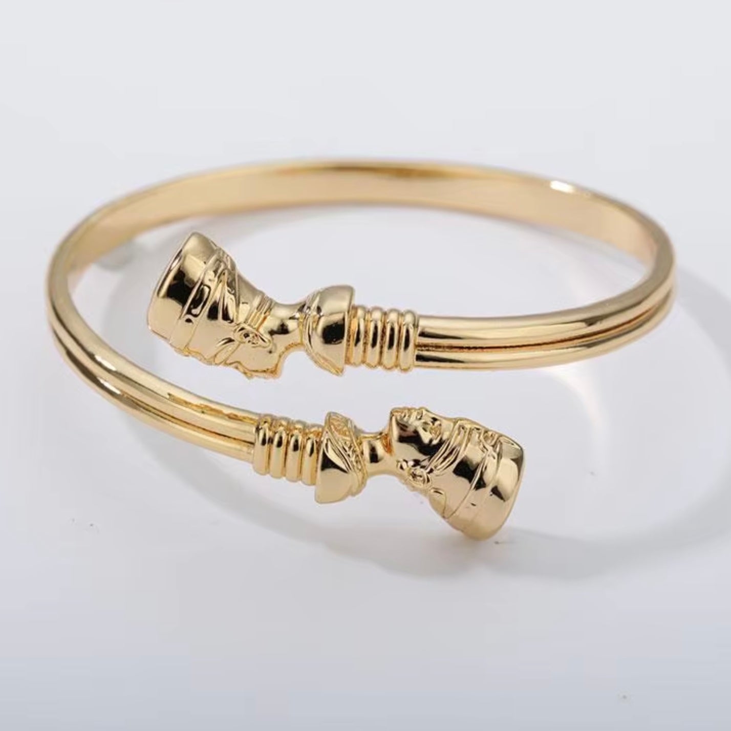 Nefertiti Bangle 18K gold plated Bangle or Necklace and Bangle Set