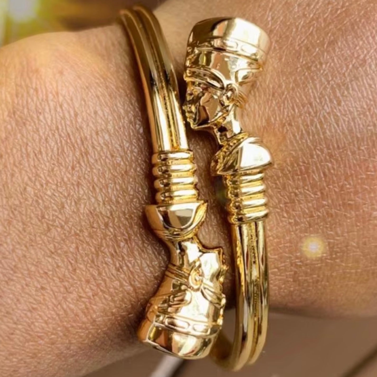 Nefertiti Bangle 18K gold plated Bangle or Necklace and Bangle Set