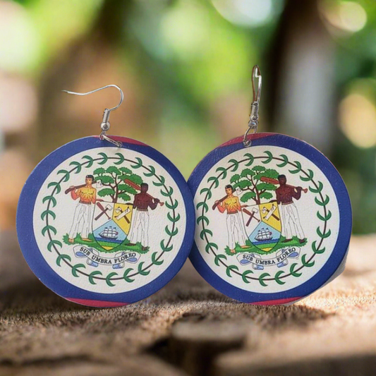 Belizean flag earrings. Dangling earrings.