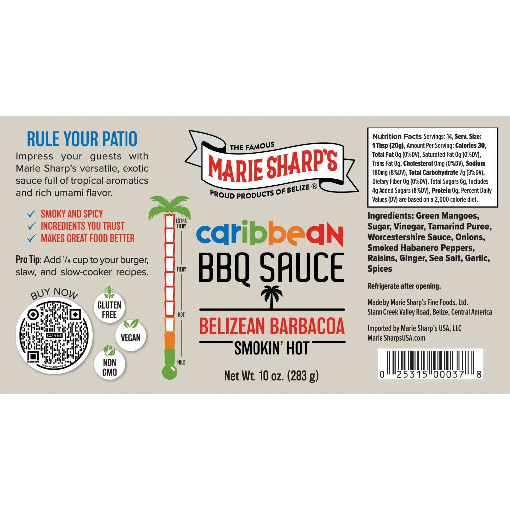Marie Sharp's Belizean Barbacoa BBQ Sauce Smokin' Hot