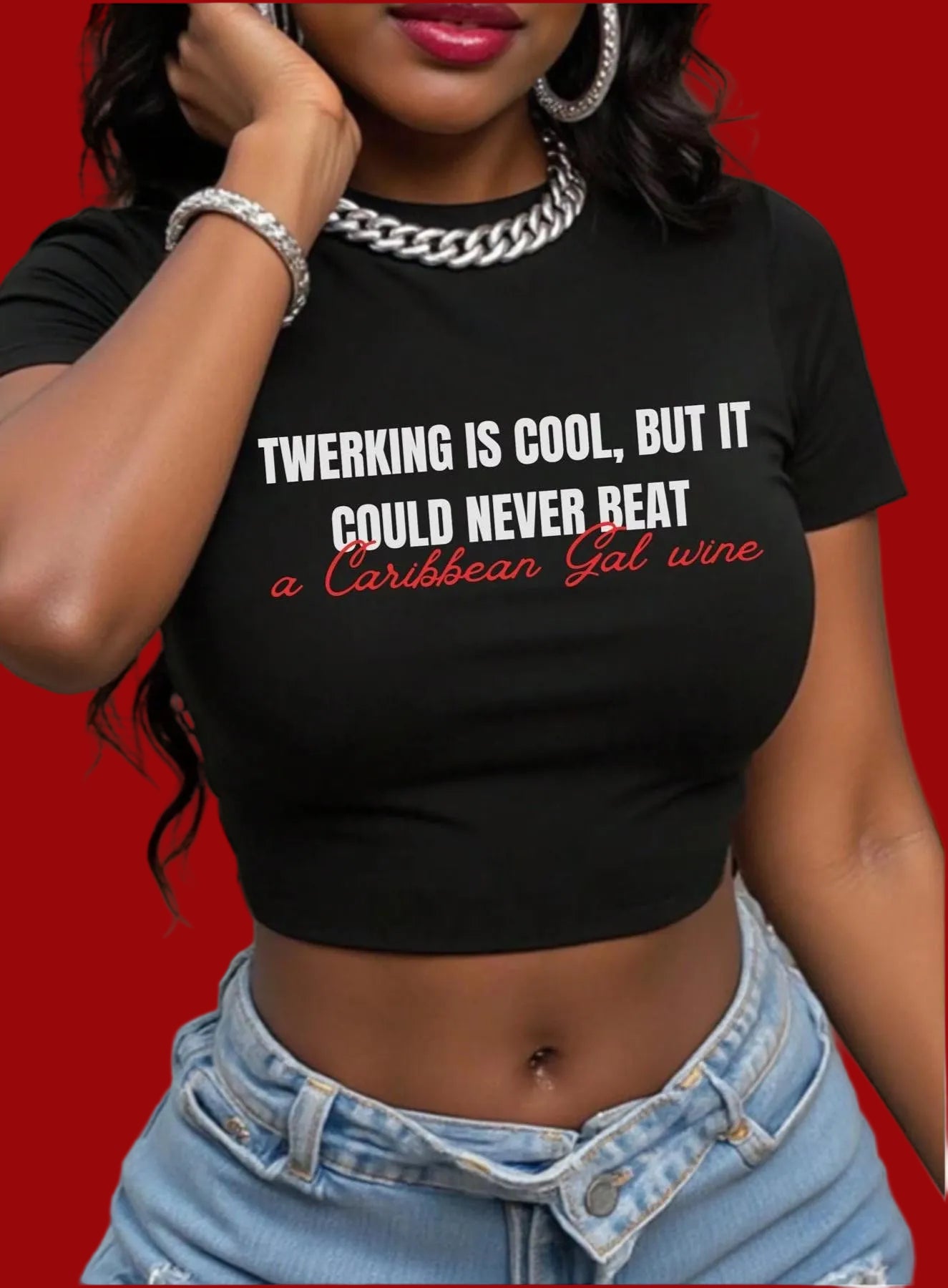 Caribbean Gal Wine Crop Baby Tee