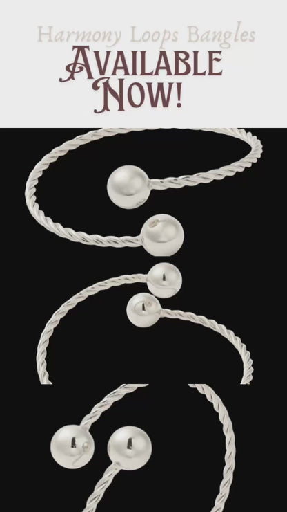 Harmony Loops Bangles (Set of 2) - 18k Gold Plated & Rhodium Plated