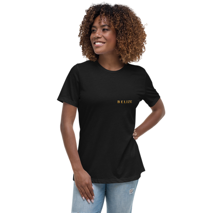 Front of black Belize Gold relaxed-fit t-shirt for women
