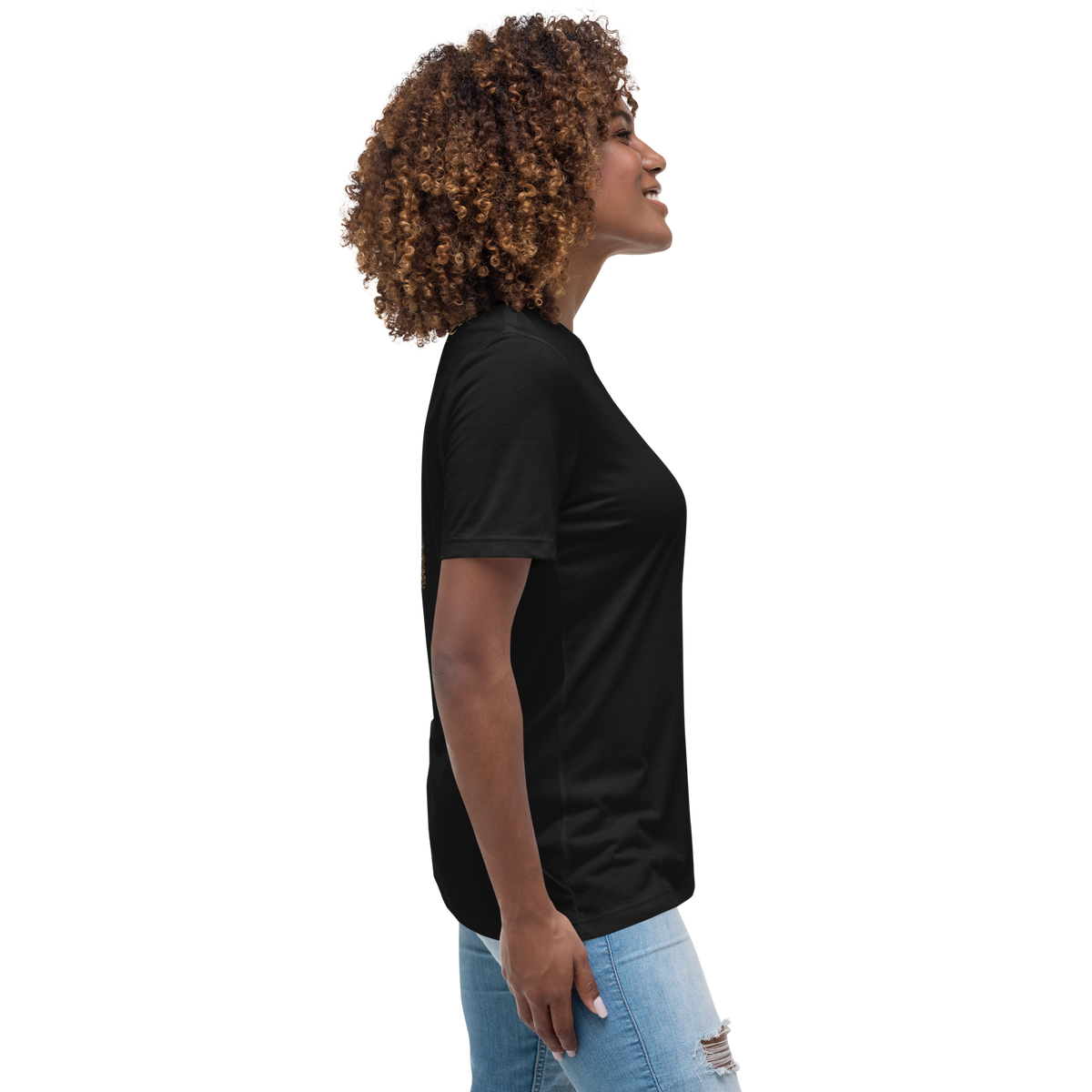 Belize apparel women’s relaxed t-shirt in black, right side